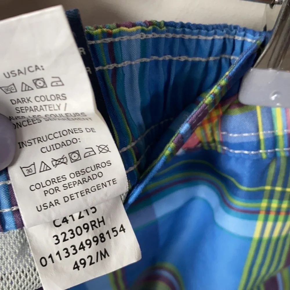 Mens Chaps Adriatic Plaid Swimming Shorts‎ Trunks, Size M